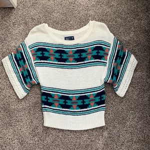 Patterned Cream and Blue Women's Top